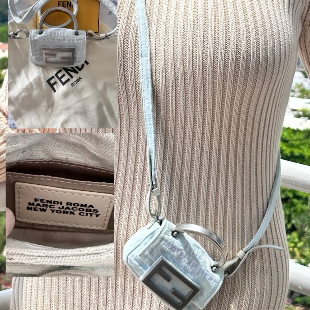 💝Fendi Silver nano Mini Baguette Bag new dust bag and box - Picture 7 of 7